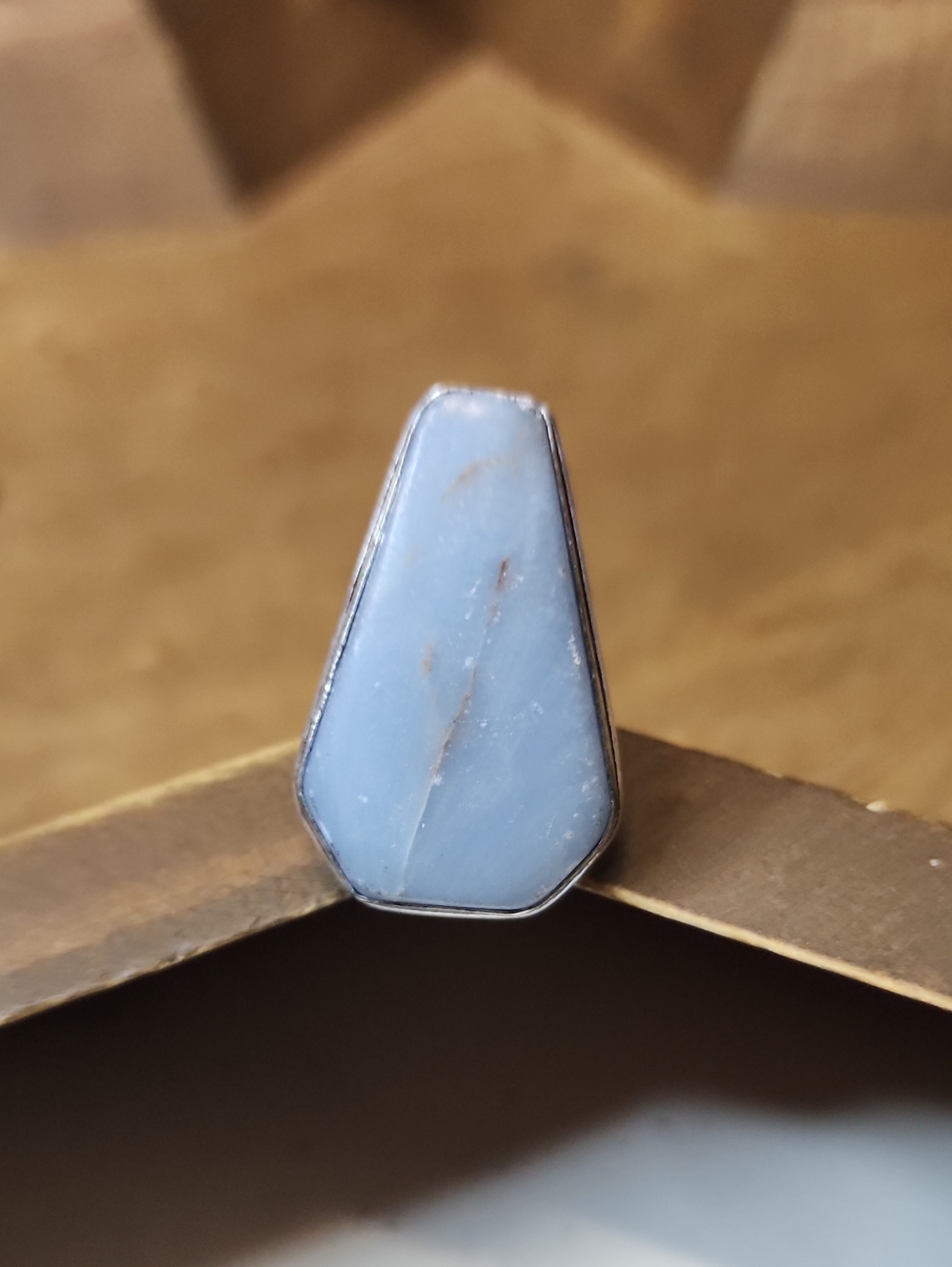 Handcrafted Blue Stone Silver Ring - Women's Jewelry